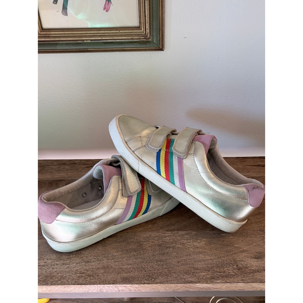 Boden Metallic Sneakers Rainbow Stripe Velcro Casual Shoes EU 39 US 8 - Picture 2 of 16
